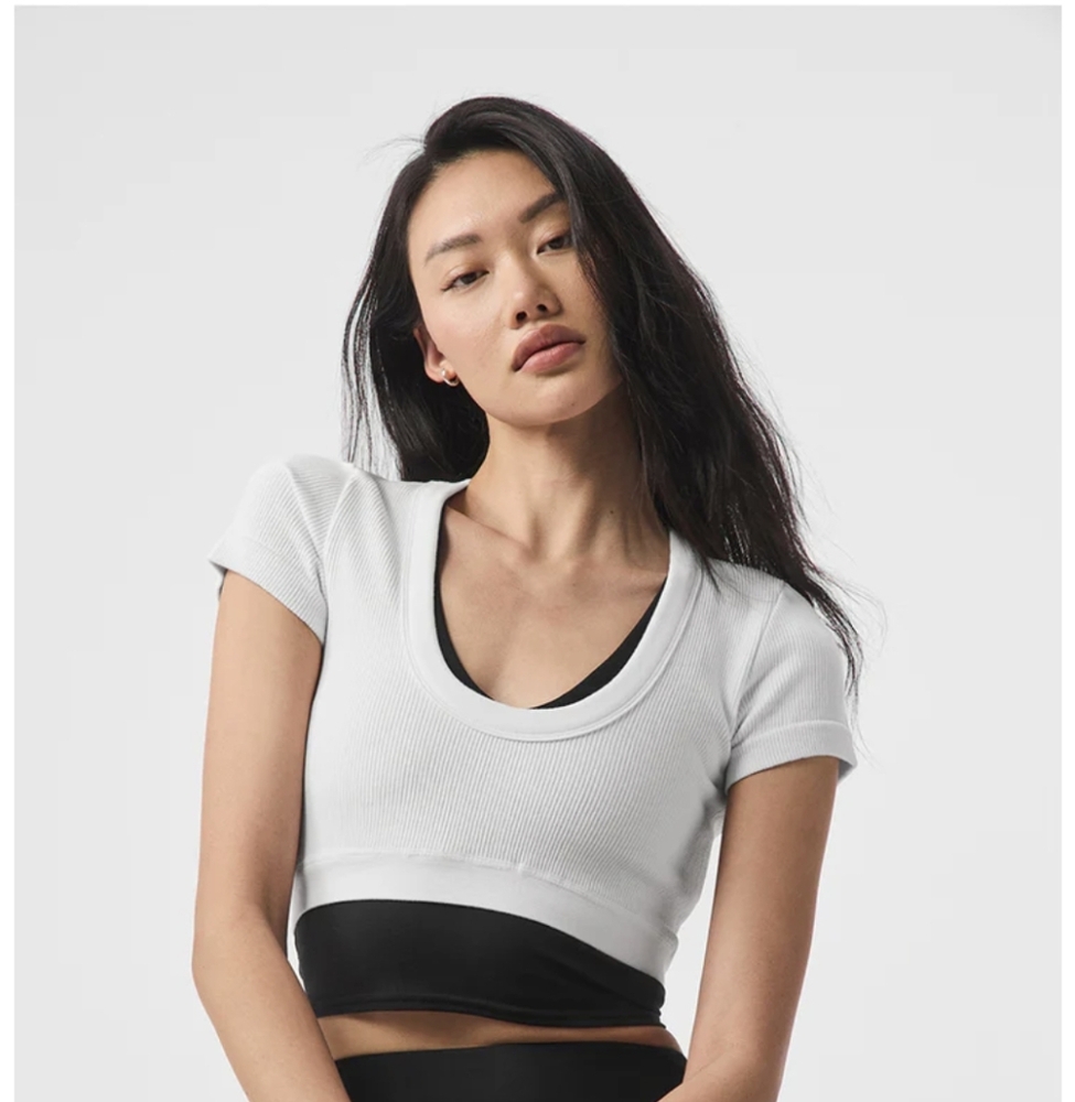 White and Black Women's Crop Top